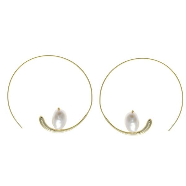 Pendientes aros grandes con perla barroca